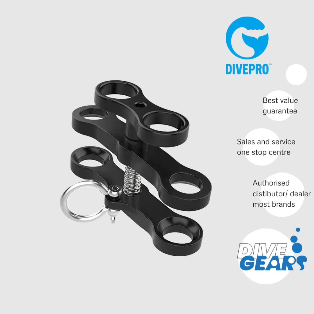 Divepro 2-hole butterfly clamp long with shackle