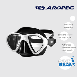 Aropec Dual Lens Diving Mask Scuba Diving Snorkeling Free Diving with Mask Box (M2-HF16-BK-WT)